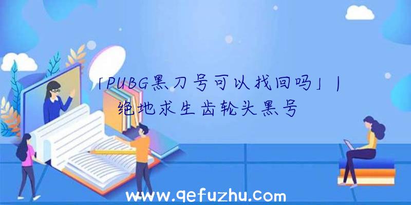 「PUBG黑刀号可以找回吗」|绝地求生齿轮头黑号